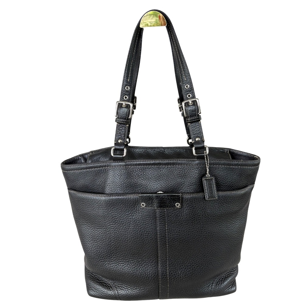 Coach Soho Tote Bag Womens Large Black Excellent Pebbled Leather F13083
